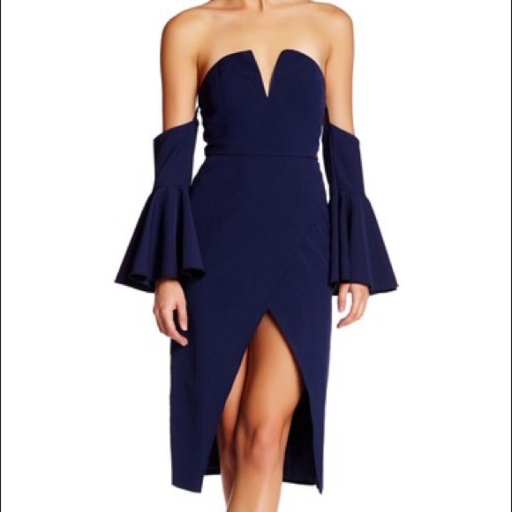 Navy Off Shoulder Bell Sleeve Dress - NWT