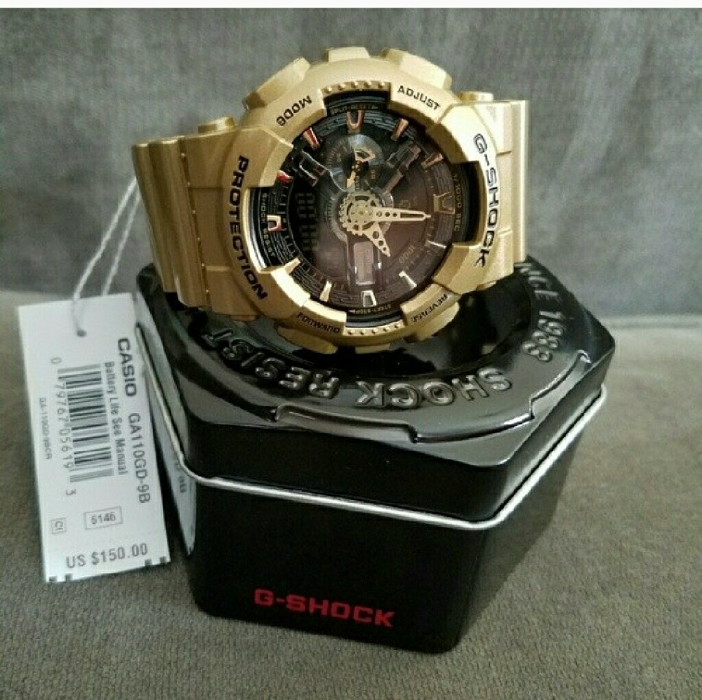 Gold G shock men's watch