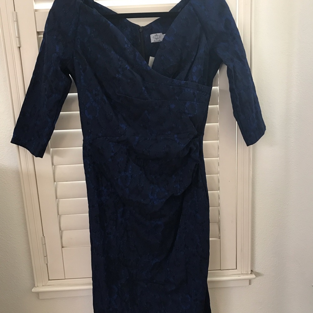 Modcloth Sheath 3/4th Sleeve Dress in Blue NWT XL