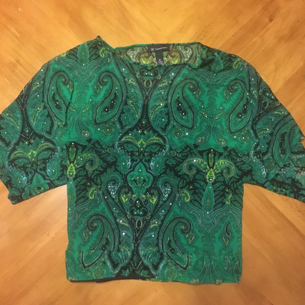 INC green blouse