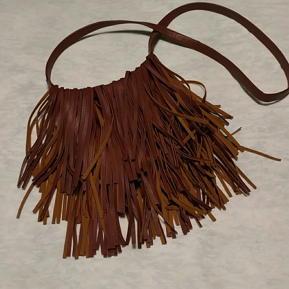 SOLD brown faux leather tassel purse!!
