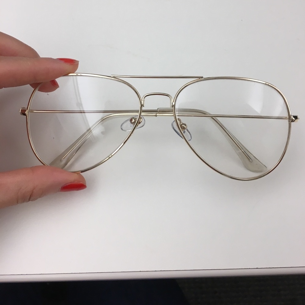 Clear lenses glasses gold tone frame