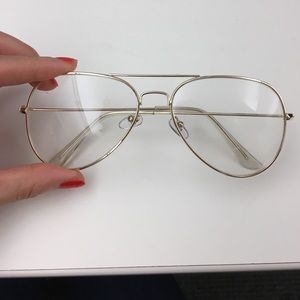 Clear lenses glasses gold tone frame