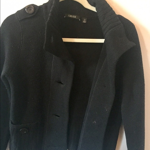 Black 100% merino wool sweater jacket - S - Picture 3 of 4
