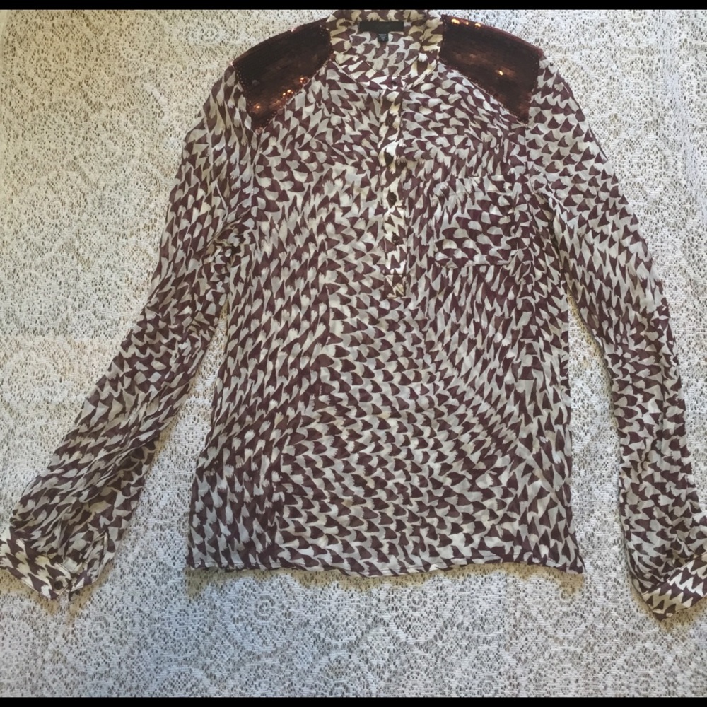 LN Sequin-Shoulder Popover/button down