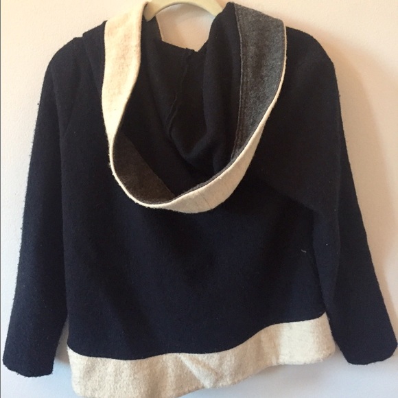 Anthropologie Navy wool poncho with hood. Sz S - Picture 2 of 4