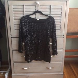 J Crew Black Sequined Sweater