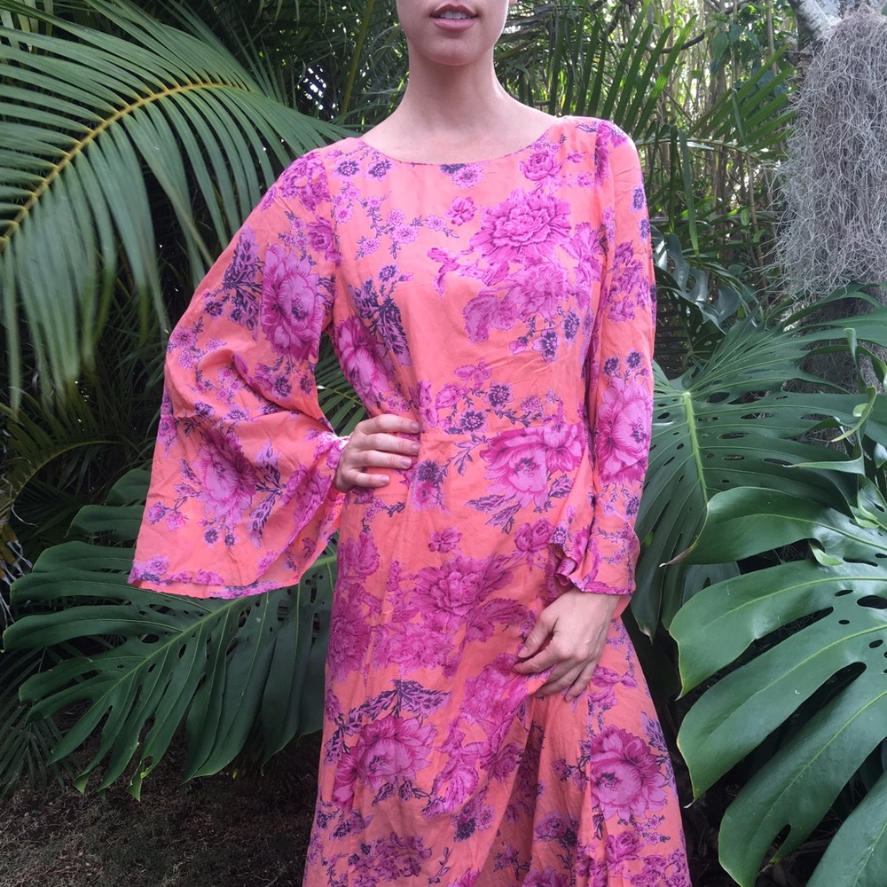 Long Floral Bell Sleeve Free People Dress