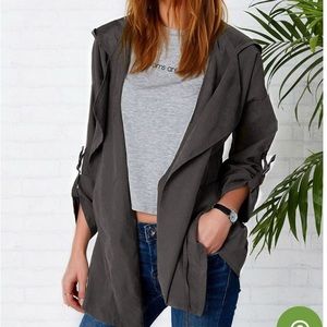Gray hooded cardigan