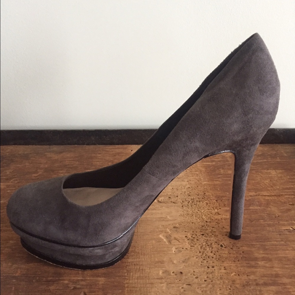 BCBG Grigio Kid Suede Platform Heels