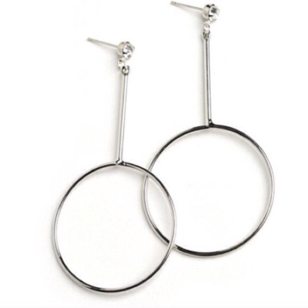 NWT Two Silver Unique Hoop Earrings - Picture 2 of 3