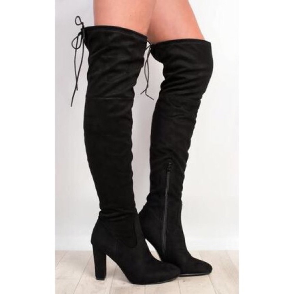Faux Suede Lace Up Thigh High Boots *READ*