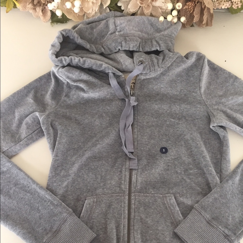 Hollister Velour Gray Hoodie