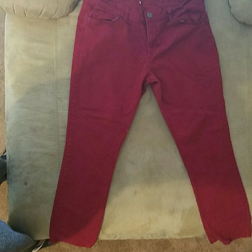 Red skinny jeans