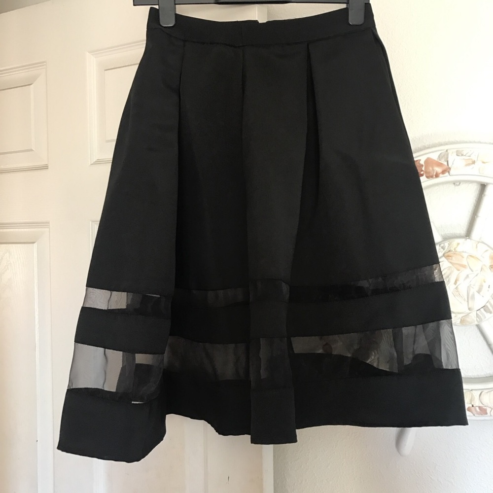 Express, puffy skirt w/ mesh panels at the bottom.