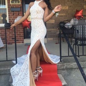 White lace prom dress