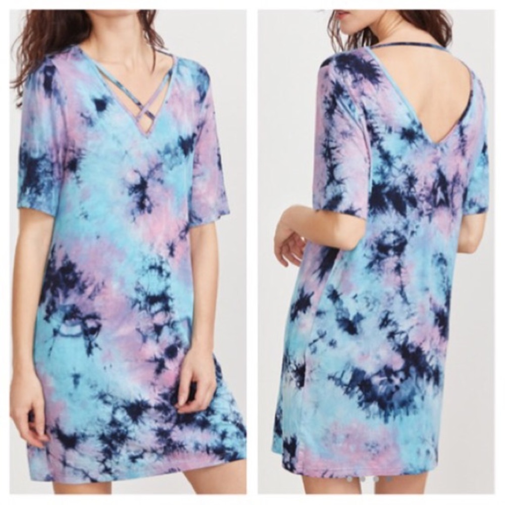 โจHP โจ Tie dye criss cross open back minidress - Picture 6 of 7