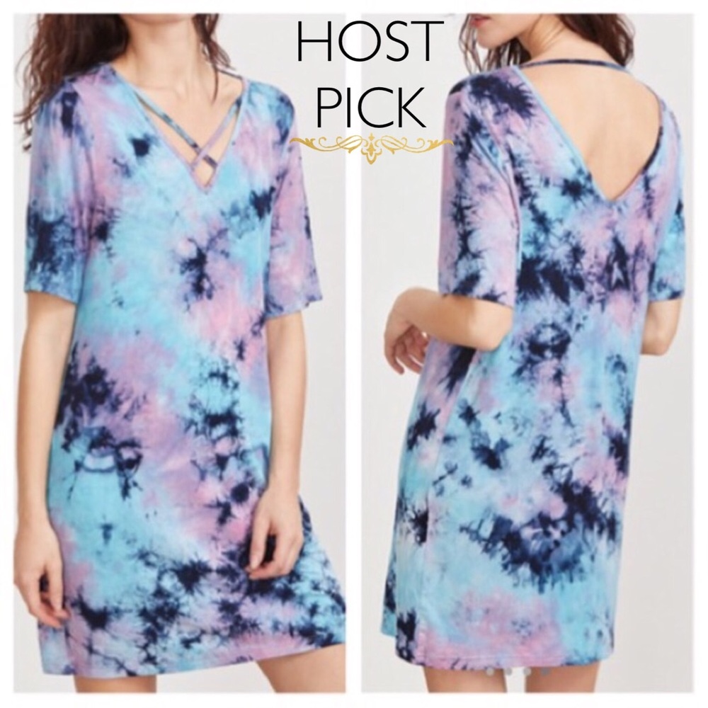 โจHP โจ Tie dye criss cross open back minidress - Picture 1 of 7