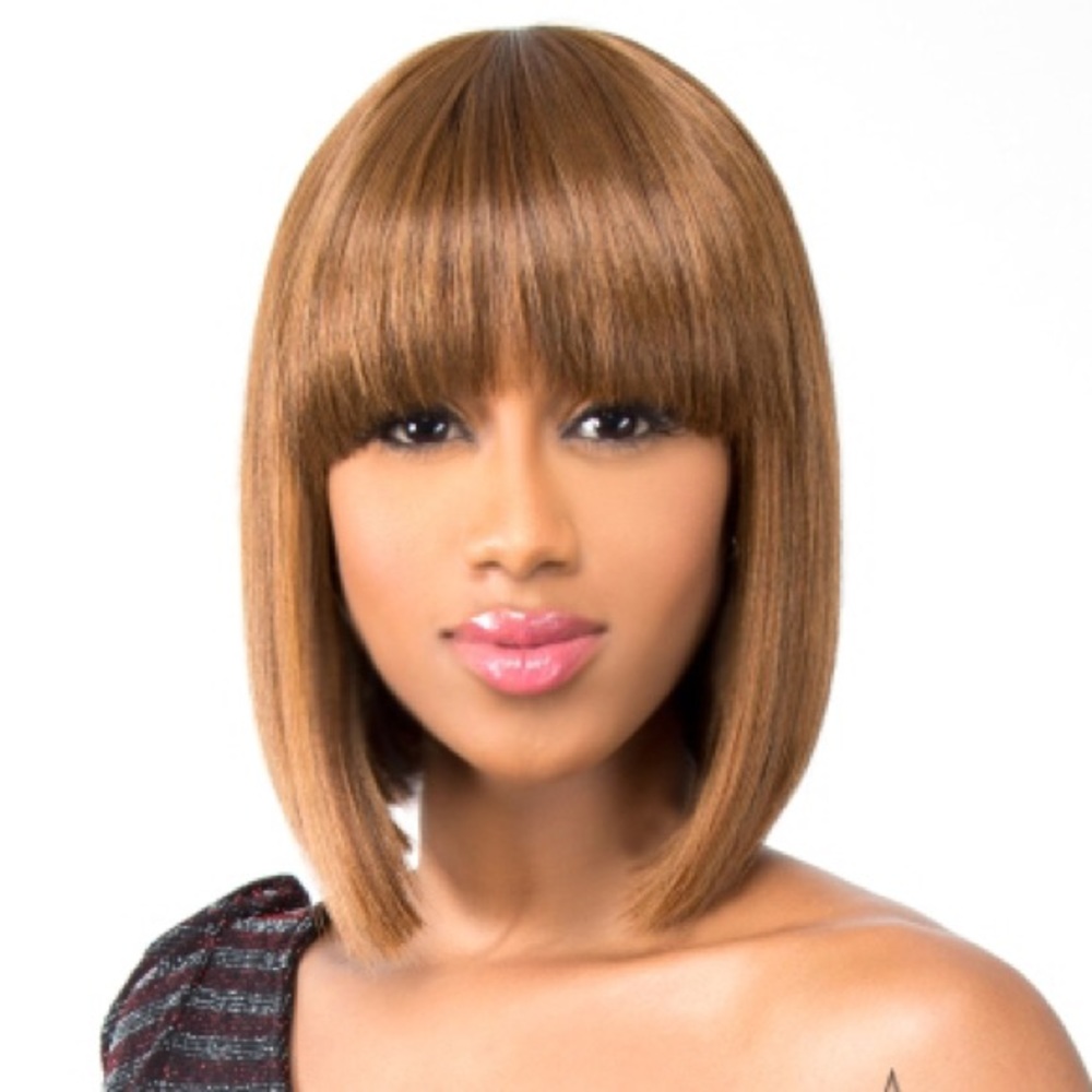 Human hair blend China Bang Bob Style Wig