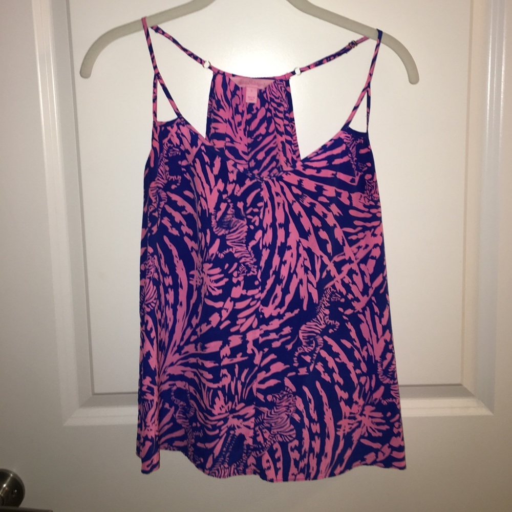 Lilly Pulitzer pink and blue silk tank