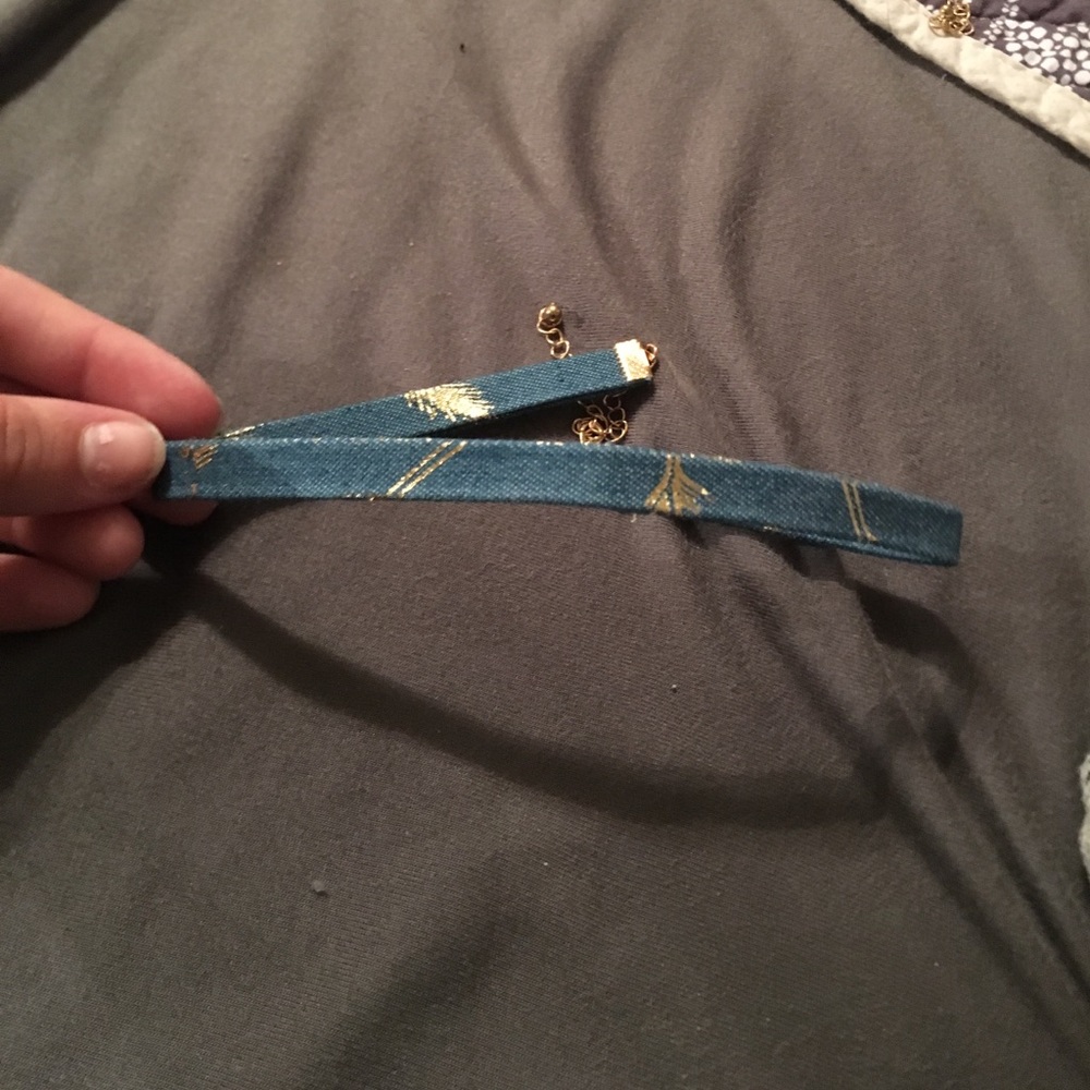 Denim and gold choker