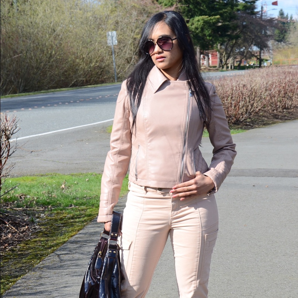 Faux leather moto jacket