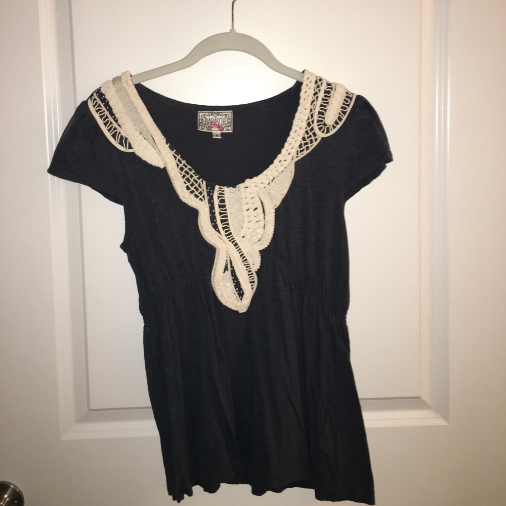 Baraschi gray shirt with beaded white accents