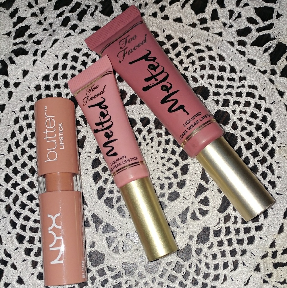 Too Faced Melted Lipstick & NYX Butter Lipstick