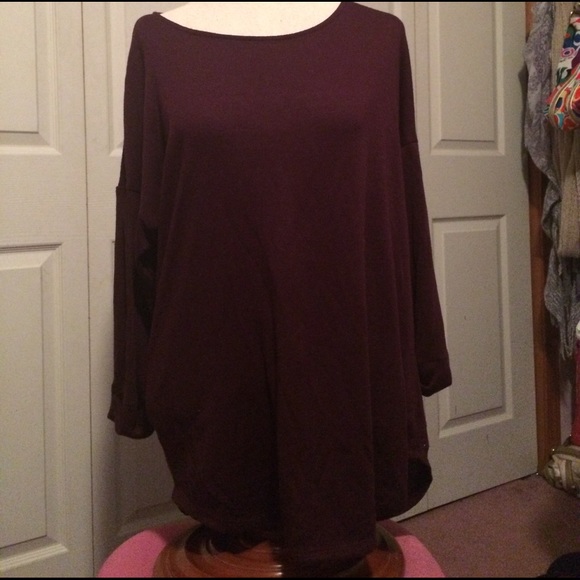 Large maroon 3/4 sleeve shirt from Ann Taylor - Picture 1 of 3