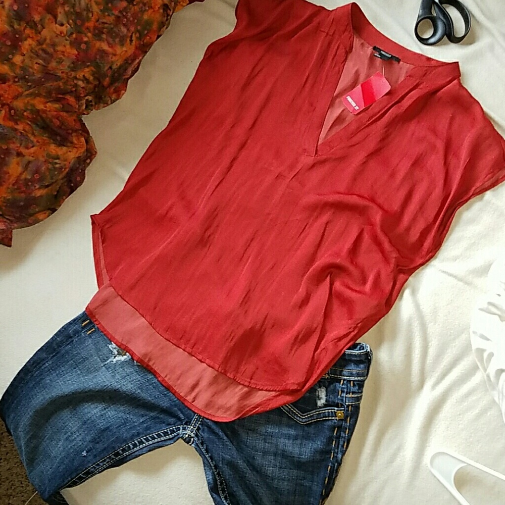 Rust Colored Silky Blouse