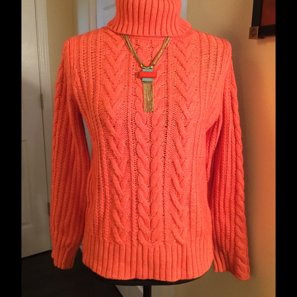 Eddie Bauer Bright coral turtleneck sweater