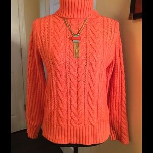 Eddie Bauer Bright coral turtleneck sweater