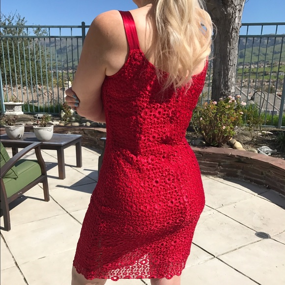 Red Lace Dress size M - Picture 6 of 8