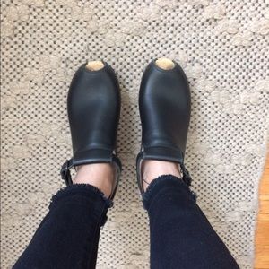 Black Sven open toe halter clogs