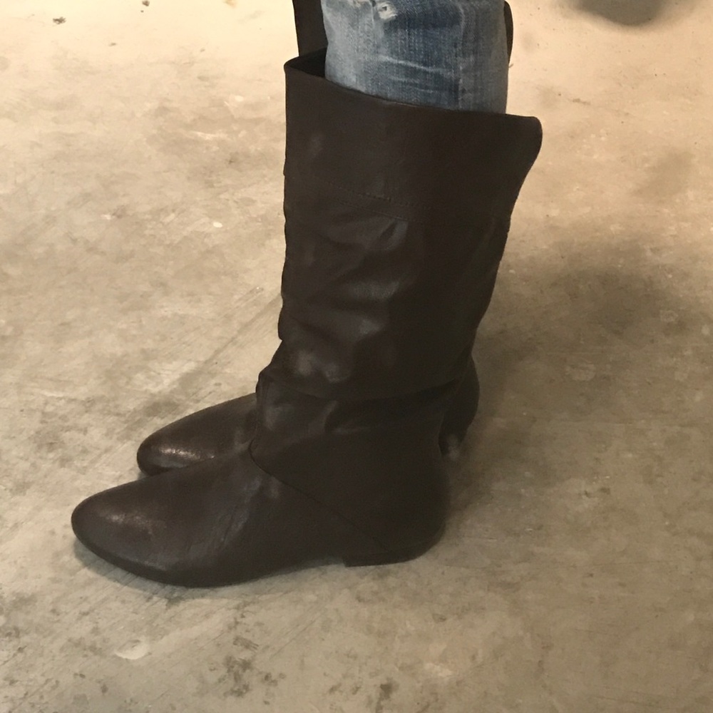 Brown slouchy riding boots