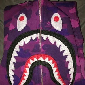 Bape Purple Camo Shark Hoody Size Med