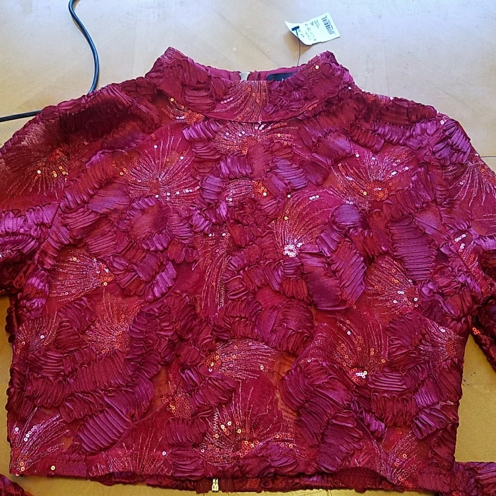 Akira Maroon Crop Top-zips up in the back