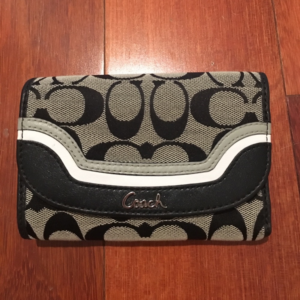 Coach grey and black logo wallet