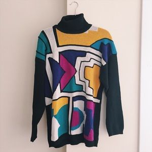 Vintage 90's color block turtleneck