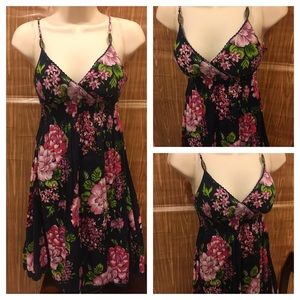 Derek Heart Med Navy Blue Floral Strap Dress