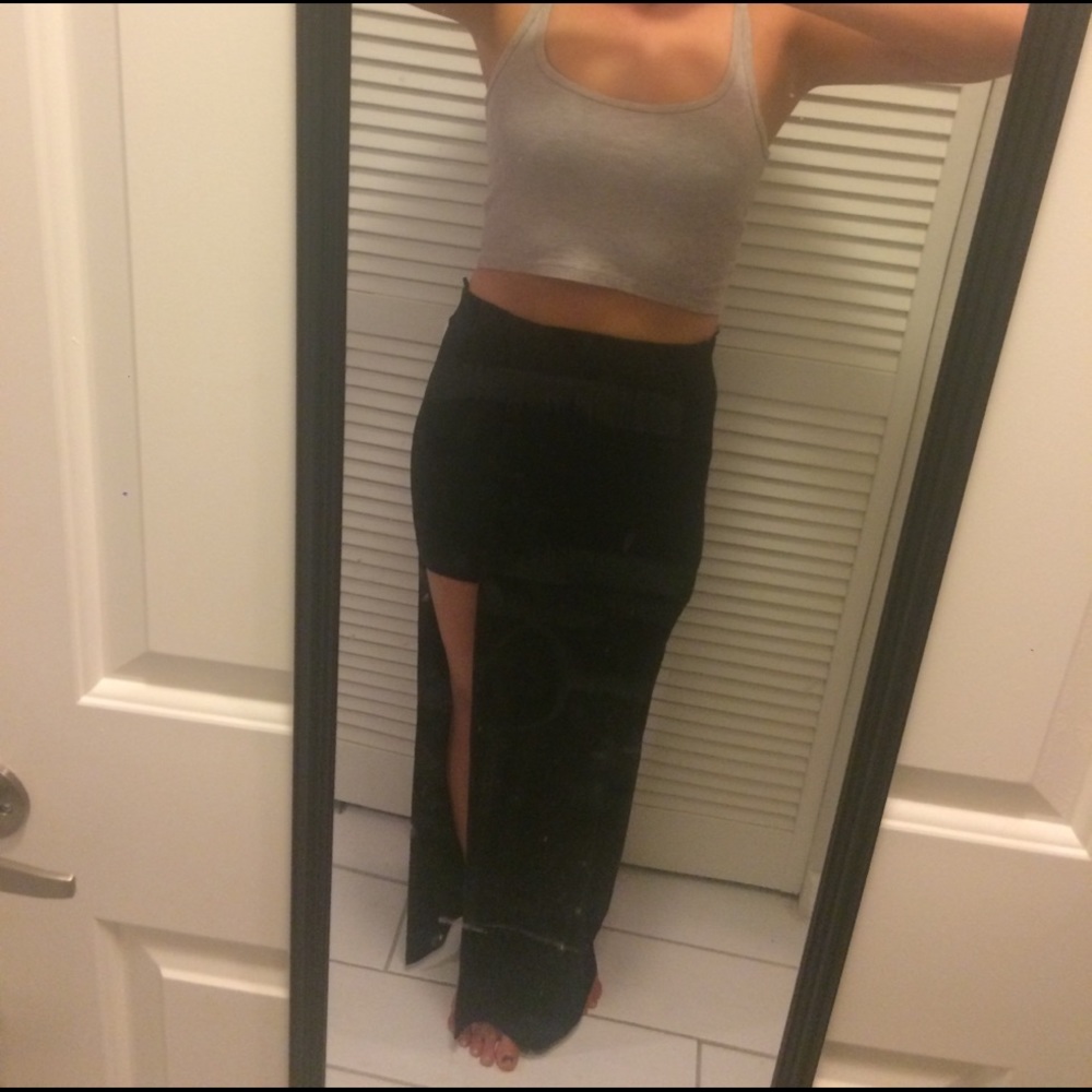 Tight Black Slit Maxi/Mini Skirt