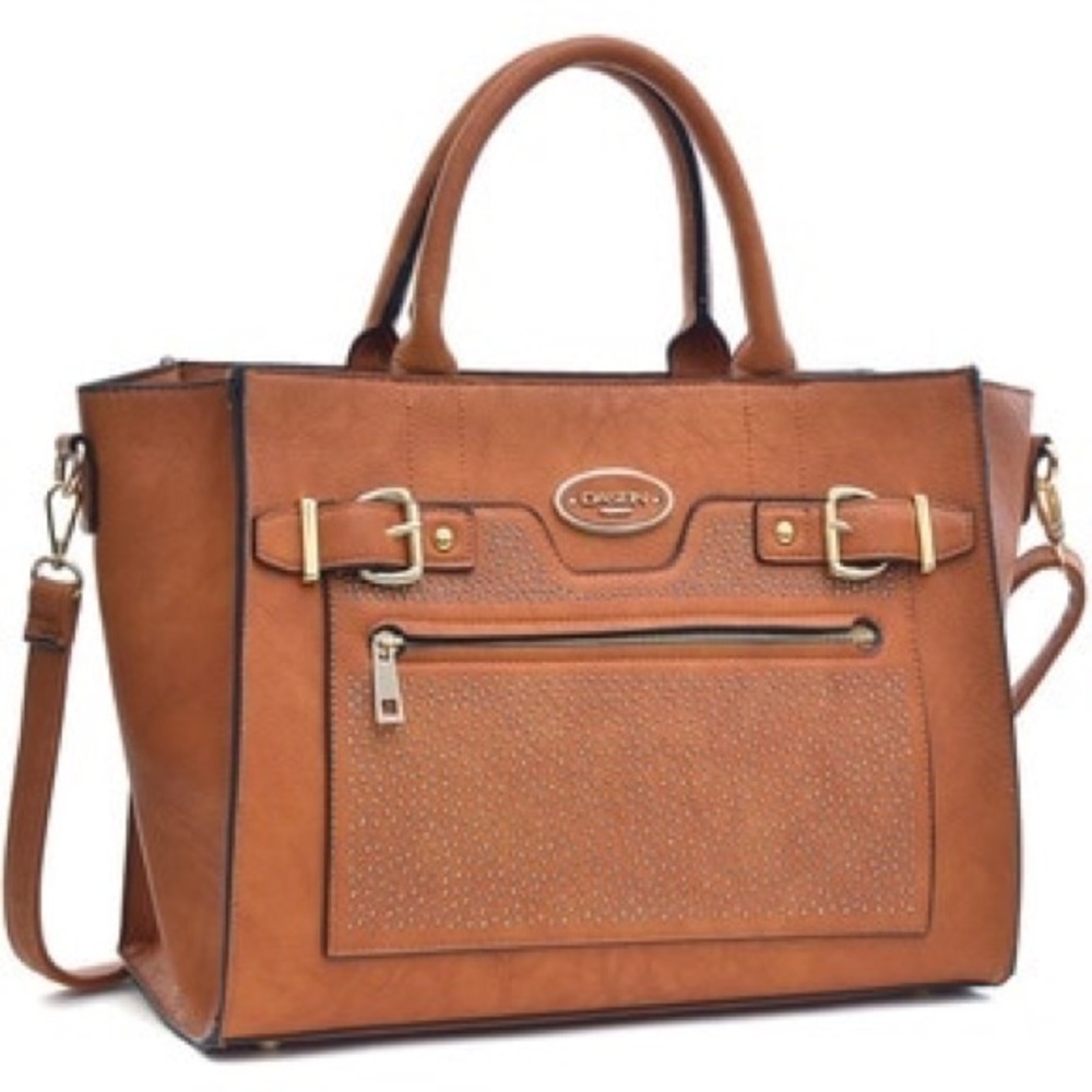 Dasein studded belted medium tote bag • Faux leath