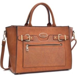 Dasein studded belted medium tote bag • Faux leath