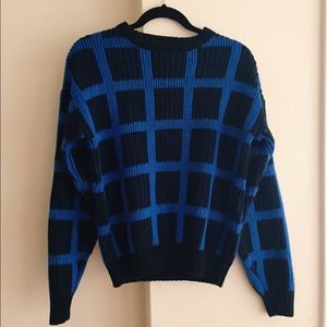 Vintage chunky royal blue & black sweater