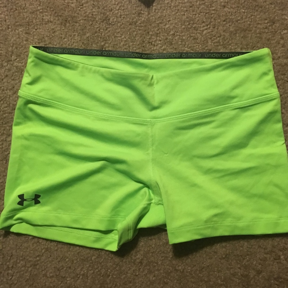 Neon Green Under Armour Heat Gear Shorts