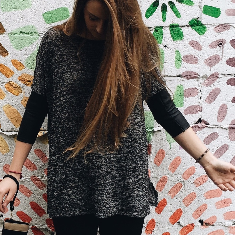 H&M leather sleeves shirt