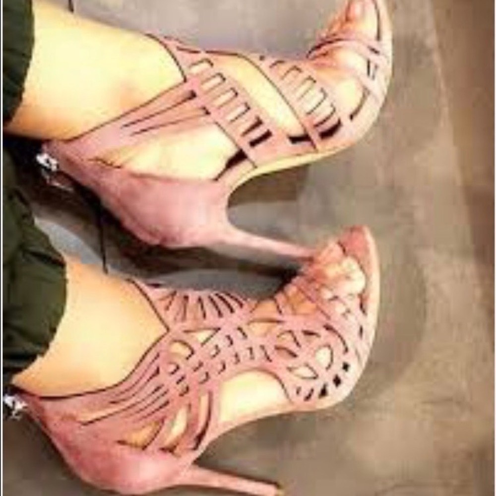 NWT PINK MAUVE ZARA LEATHER PINK SANDAL HEELS US 8