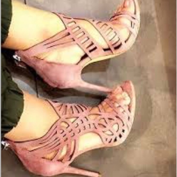 NWT PINK MAUVE ZARA LEATHER PINK SANDAL HEELS US 8 - Picture 1 of 3