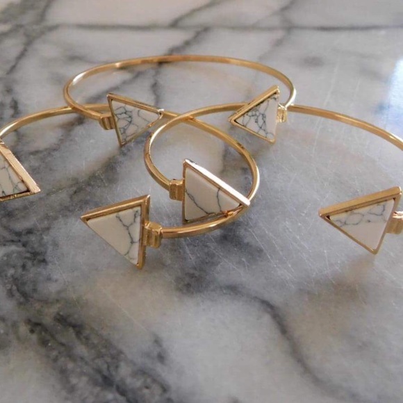 White Marble Triangle Cuff Bracelet - Picture 4 of 4