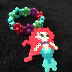 Little Mermaid Perler on Flower Kandi Cuff
